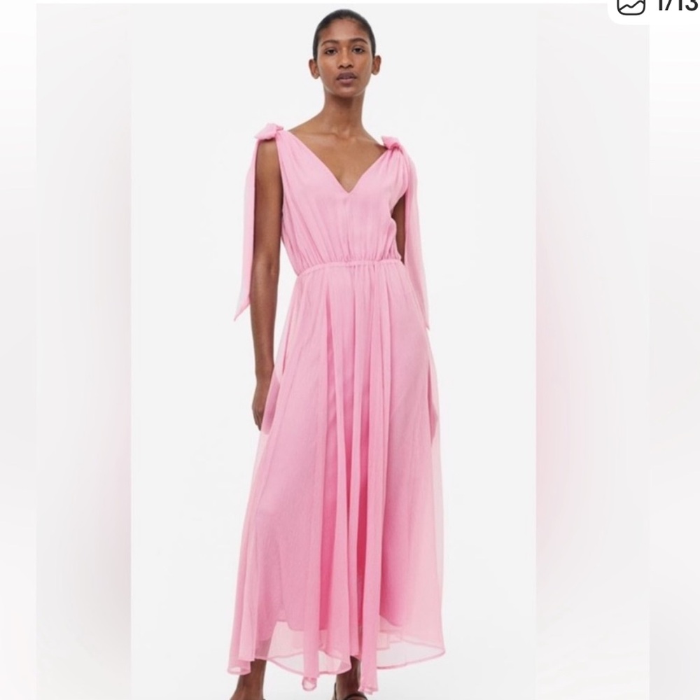 NEW Chiffon Deep V Tie Shoulder Maxi Dress NWT